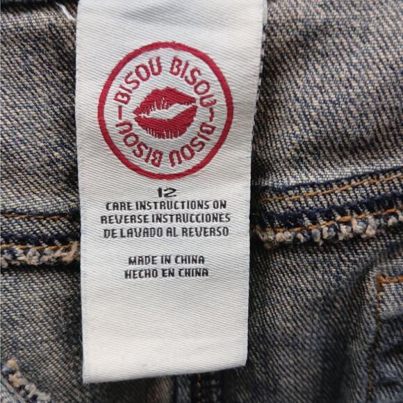 VTG Bisou Bisou 90's Y2K Flare Hem Mermaid Maxi Denim Skirt Blue Size 12 Boho - Picture 7 of 8